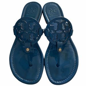 Tory Burch blue patent miller sandals